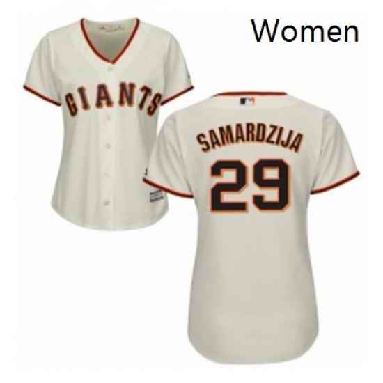 Womens Majestic San Francisco Giants 29 Jeff Samardzija Authentic Cream Home Cool Base MLB Jersey